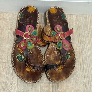 L’Artiste by Spring Step Leather Flower Sandals Size 36 (US 5.5–6)